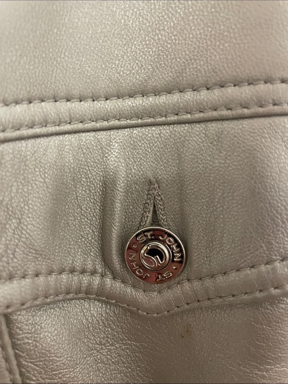 St. John Silver Leather Button-Front Jacket - Picture 4 of 8